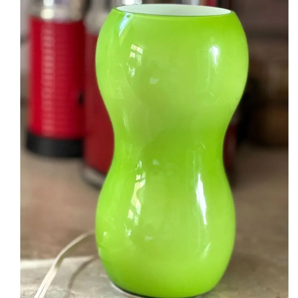RARE VTG IKEA Kvintant Green Handmade Glass Hourglass Lamp Size 8.25